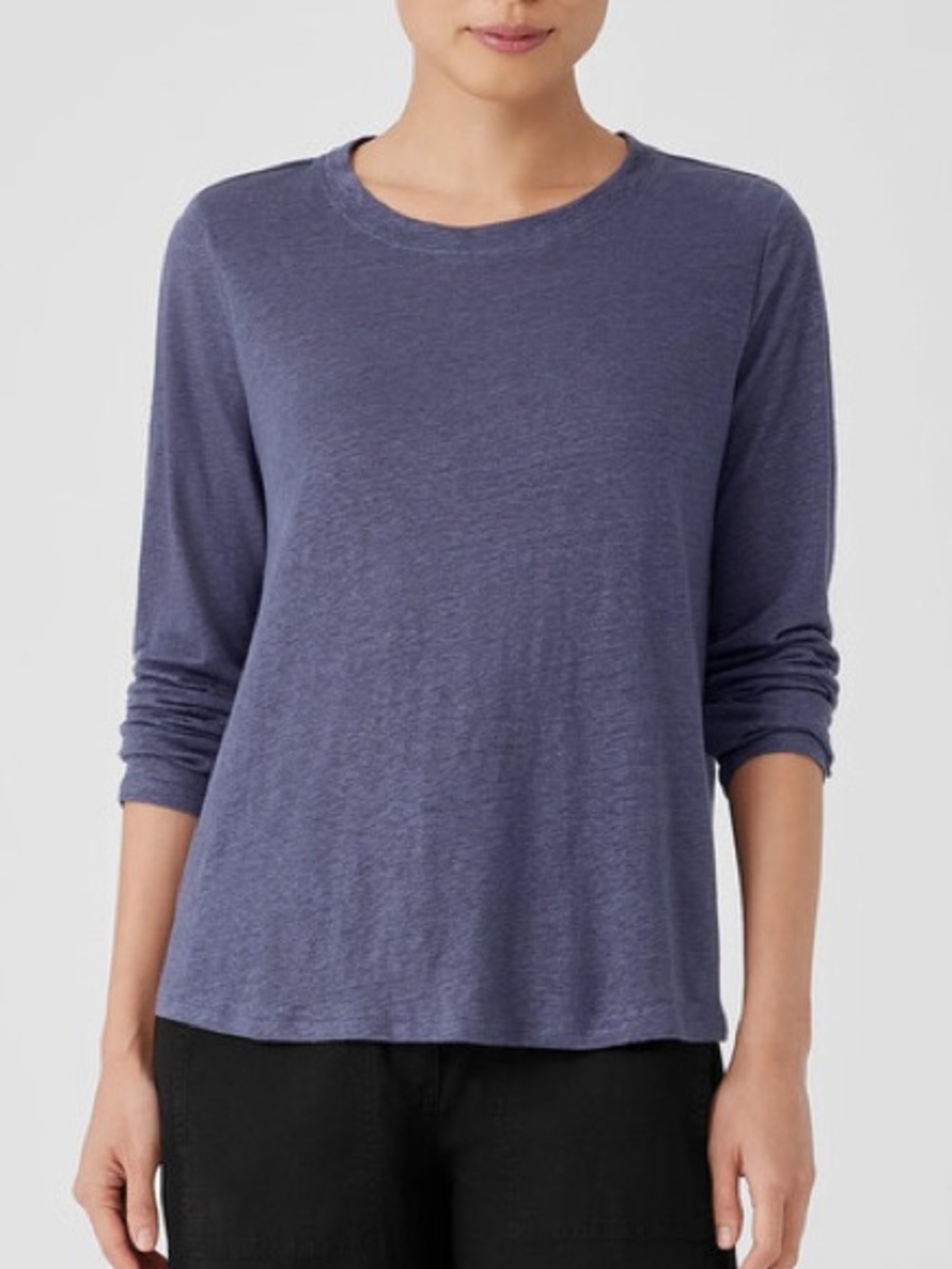 379. Eileen Fisher Navy Long-Sleeve Crewneck Top